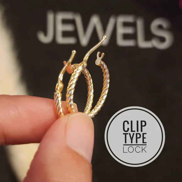 18K Real Saudi Gold Twisted Loop/ Hoop Earring - Picture 3 of 5